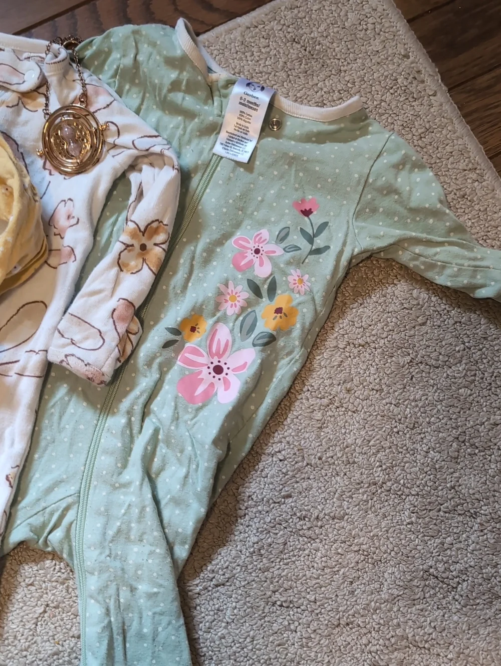 Assorted Baby Girl Footed Sleepers - Pastel Pink, Yellow, Mint, Cream